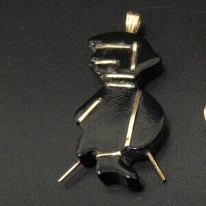 14k solid yellow gold black blackamoor figure necklace pendant vintage africa